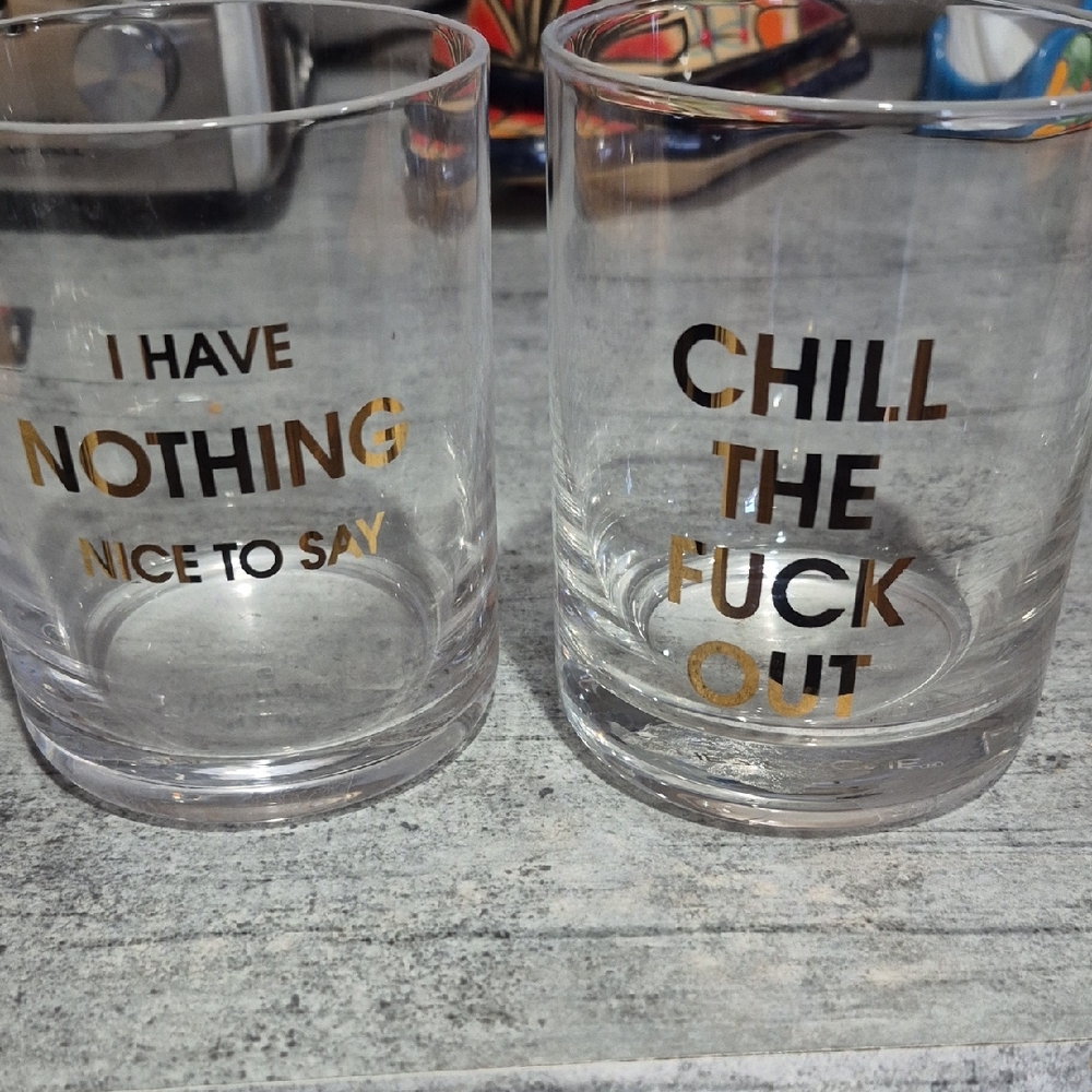 Gold Lettered Humor Whiskey Glass Set